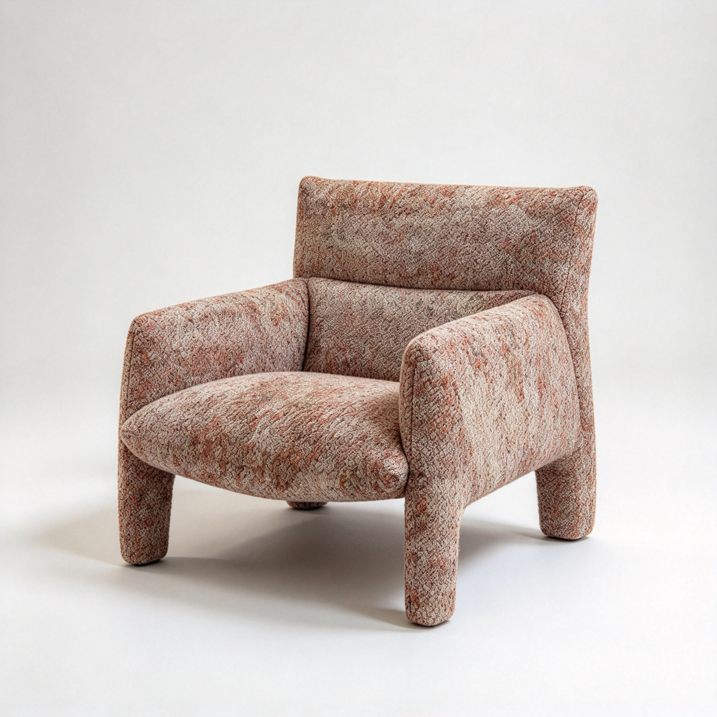 Textured Bouclé Accent Chair | Modern Retro Lounge Chair for Living Room & Bedroom