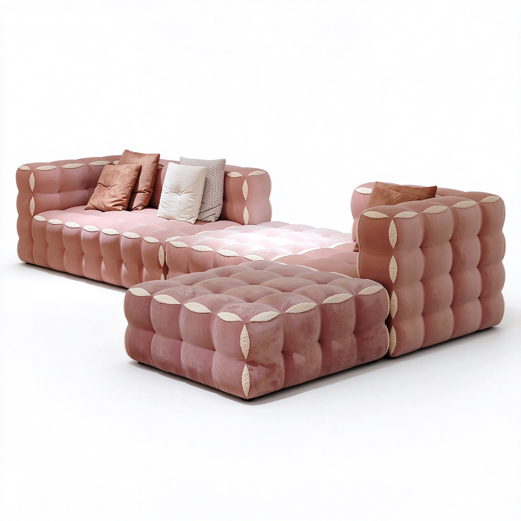 Artistic Cookie Modular Sofa | 3D Square Stacked Cloud Couch with High Elasticity