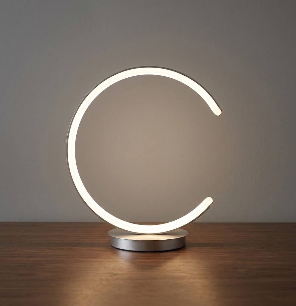 Minimalist Halo C-Shaped LED Table Lamp for Modern Bedroom & Home Office
