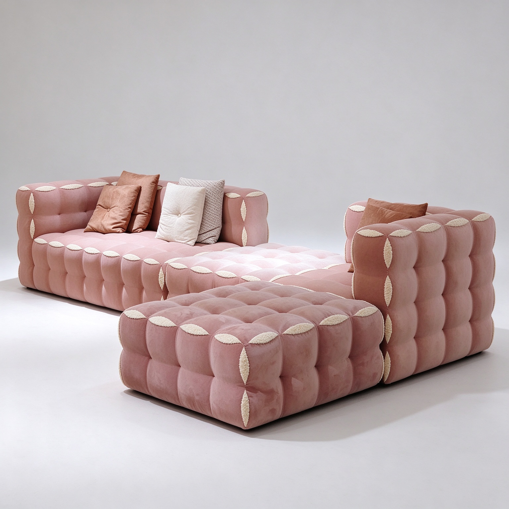 Artistic Cookie Modular Sofa | 3D Square Stacked Cloud Couch with High Elasticity
